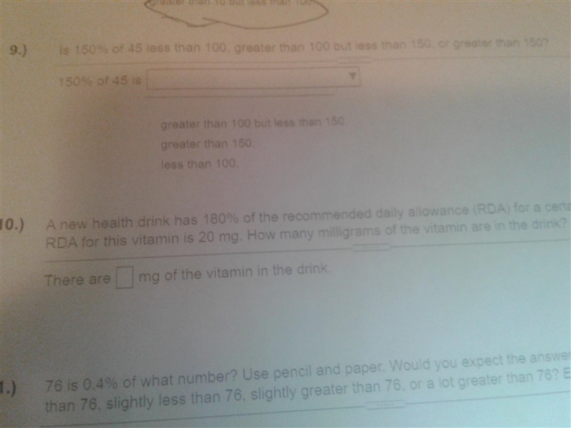 150% of 45 less than 100, greater than 100 but less than 150. Or greater than 150?-example-1