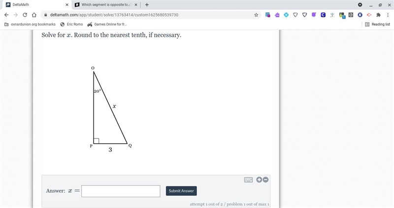 Solve for x. Round to the nearest tenth, if necessary.-example-1