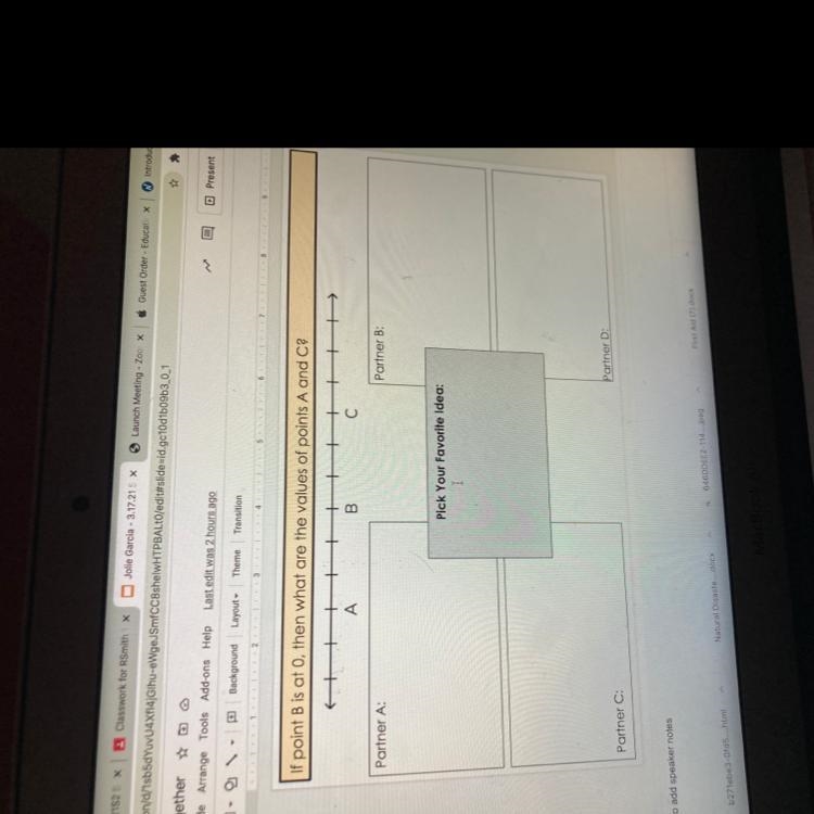 If point B is at 0, then what are the values of points A and C?-example-1