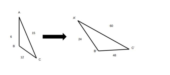 The two figures are similar. Complete sentences a) Write the similarity statement-example-1