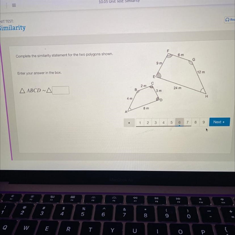 Help ASAP Complete the similarity statement for the two polygons shown-example-1