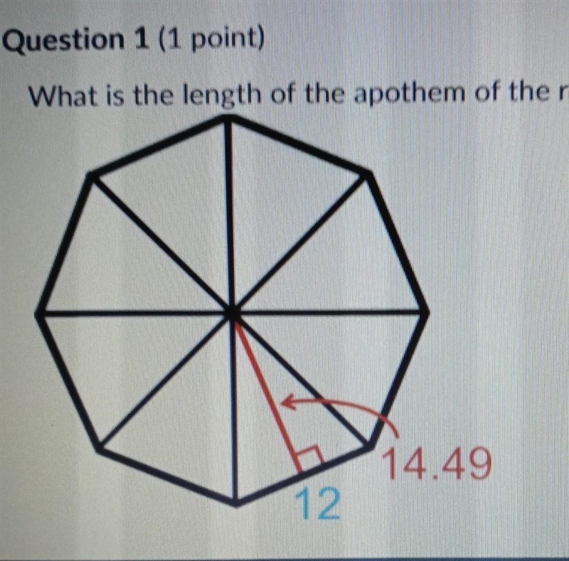 What is the length of the apothem of the regular polygon?​-example-1