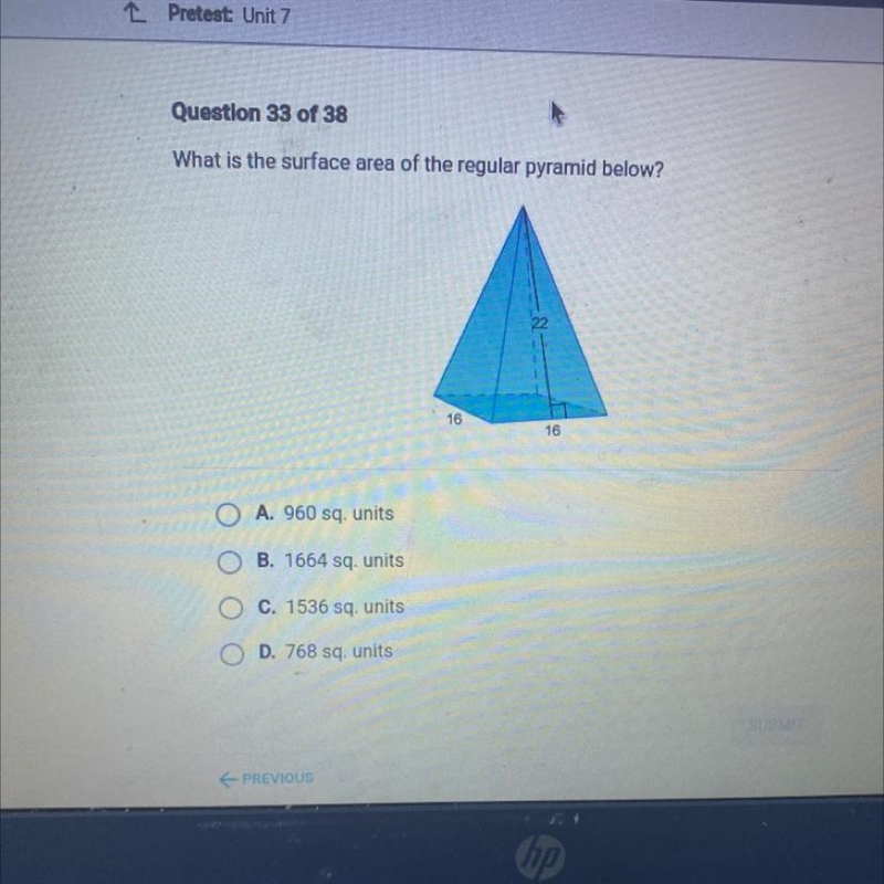 What is the surface area of the regular pyramid below?-example-1