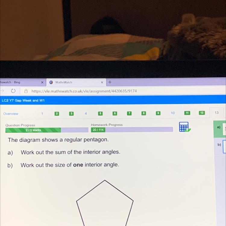 B) Work out the size of one interior angle. NEED HELP WITH B thanks everyone-example-1