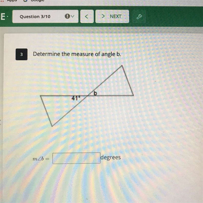 Determine the measure of angle b using the photo.-example-1