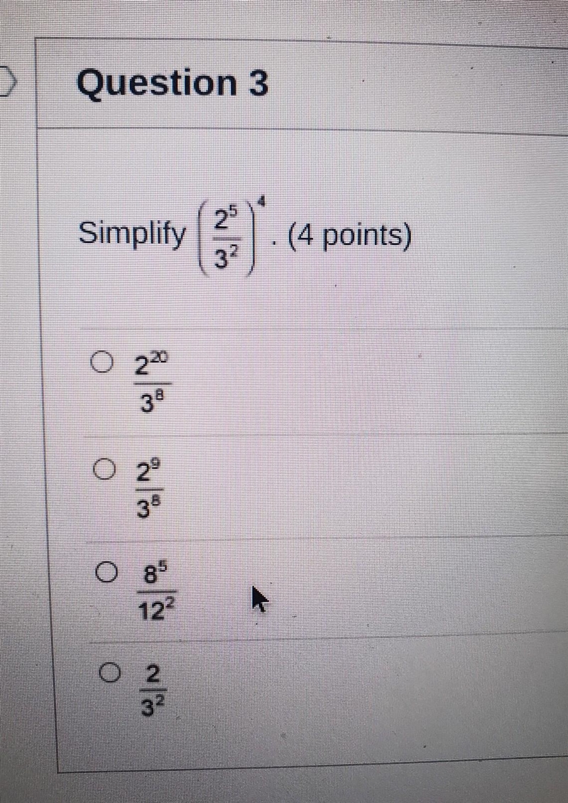 Simplify (2^5/3^2)^4​-example-1