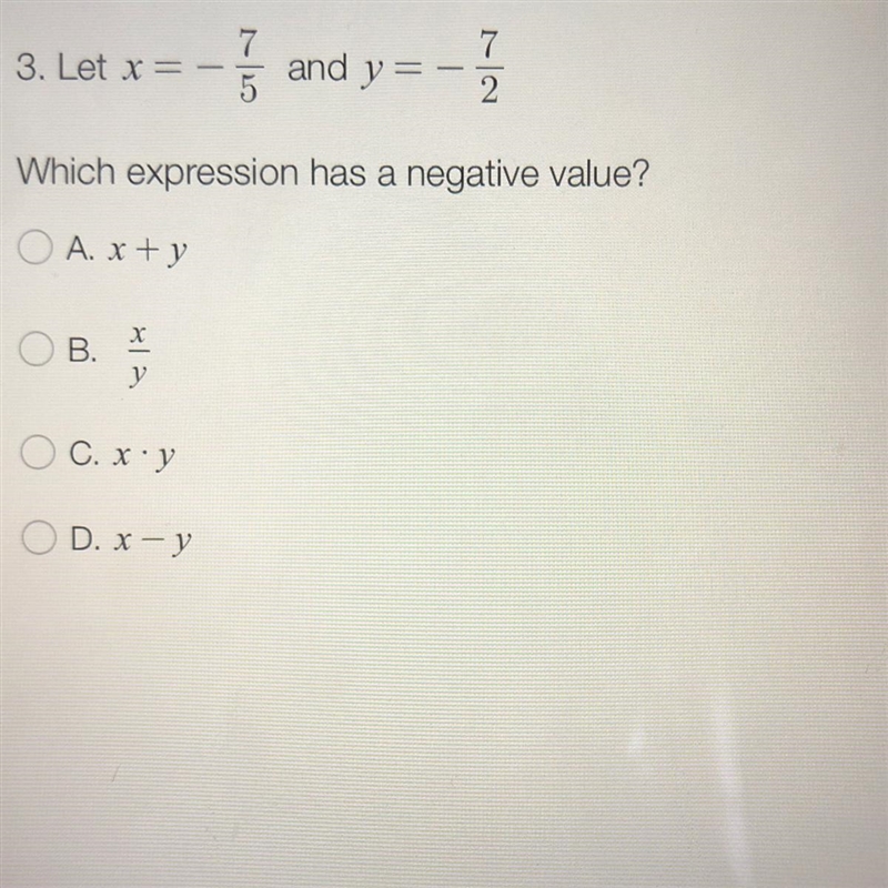 Which expression has a negative value?-example-1