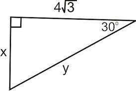 Solve for x and y. Write any radical answers as "sqrt( )" or "squareroot-example-1