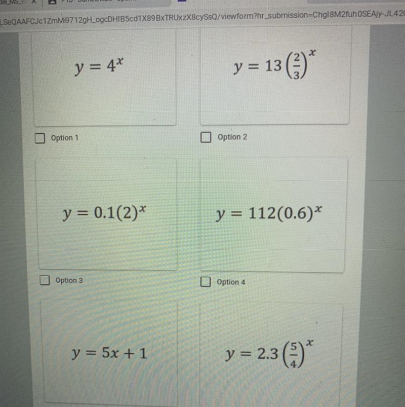 Which of the following equations represent exponential growth models-example-1