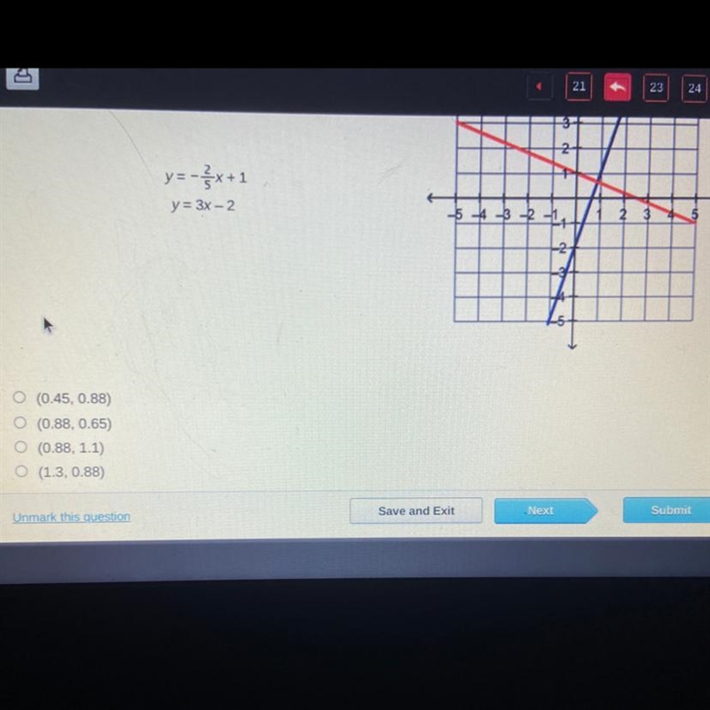 Which is the best approximation for the solution of the system of equations? Zoom-example-1