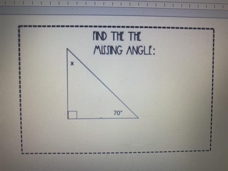 FIND THE THE MISSING ANGLE: 70-example-1