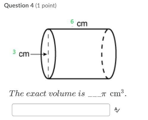 The exact volume is ___ pi cm^3-example-1