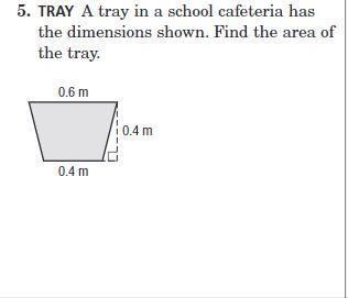 TRAY A tray in a school cafeteria has the dimensions shown. Find the area of the tray-example-1