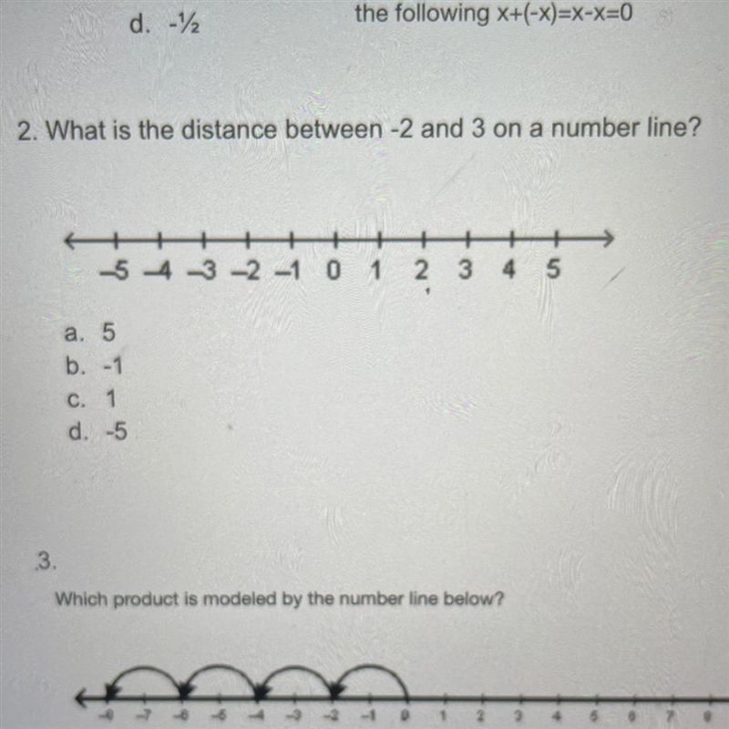 What is the distance between -2 and 3 on a number line? A ++++++++ -5 -4 -3 -2 -1 0 1 2 + 3 4 5 a-example-1