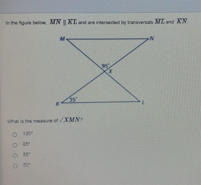 In the figure below, MN | KL and are intersected by transversals ML and KN M 1551 What-example-1