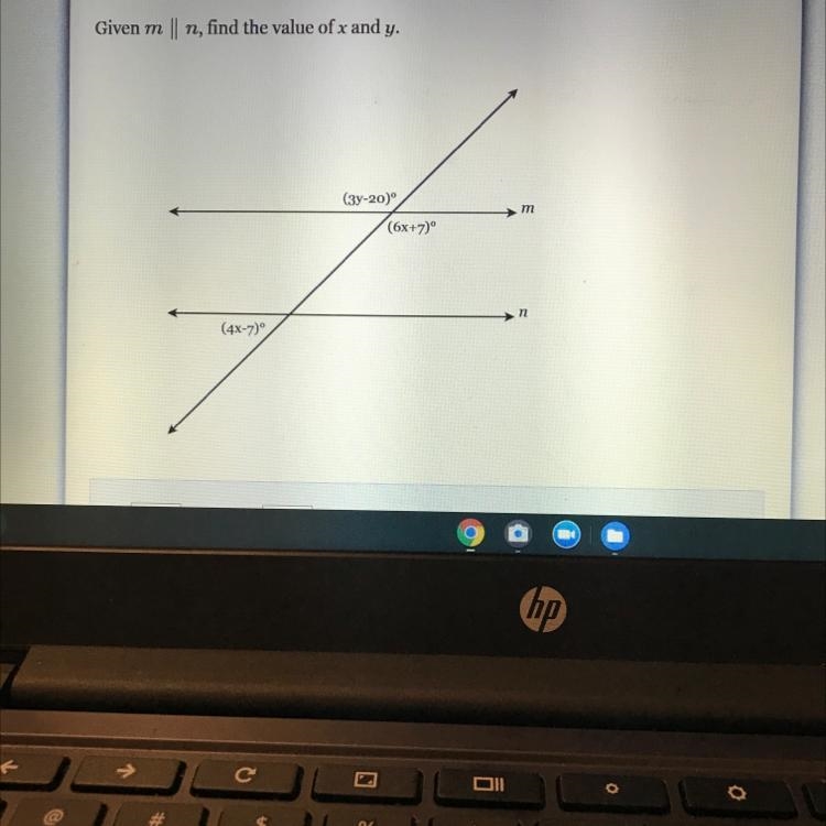 Given m || n, find the value of x and y-example-1