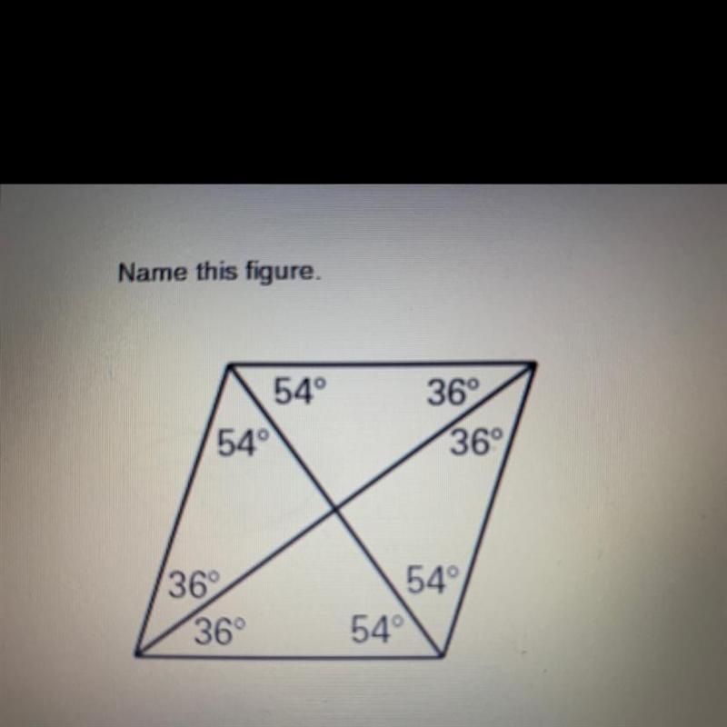 Name this figure A. Rhombus B. Rectangle C. Square D. Parallelogram HELP ME PLEASE-example-1