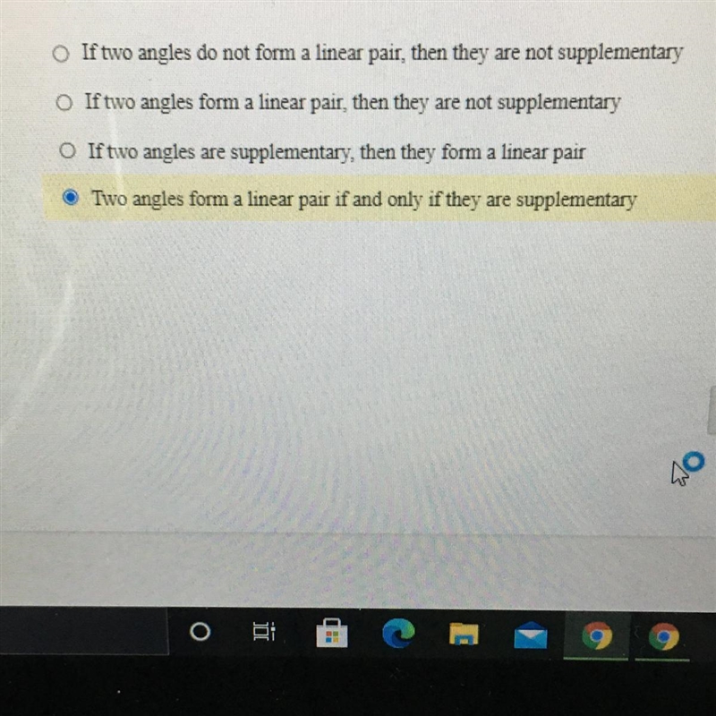 Given the following statement. "If two angles form a linear pair, then they are-example-1