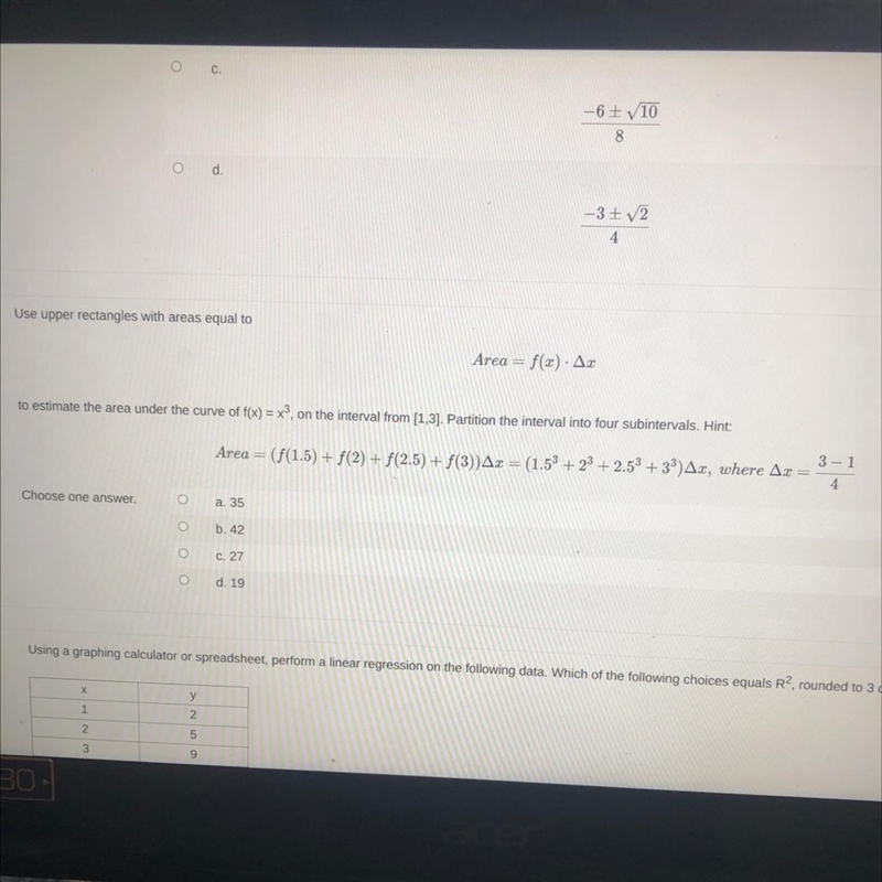 12 Use upper rectangles with areas equal to Marks: 1 Area = f(x) · A3 to estimate-example-1