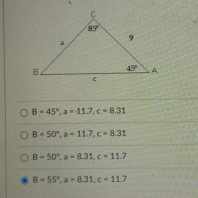 HELP PLEASE!!! Solve the triangle-example-1