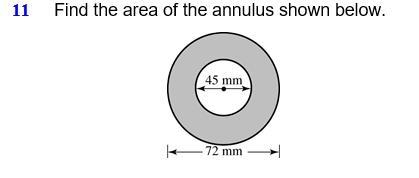 Find the area of the annulus shown below-example-1