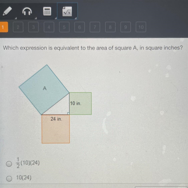 PLEASE HELP ME IM TIMED ON THIS!!! Which expression is equivalent to the area of square-example-1