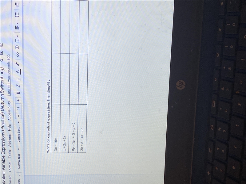 What's an expression equivalent to 3a-10a-example-1