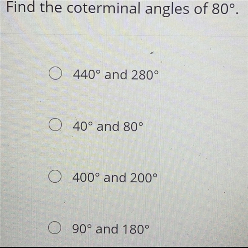 Find the coterminal angles of 80°-example-1