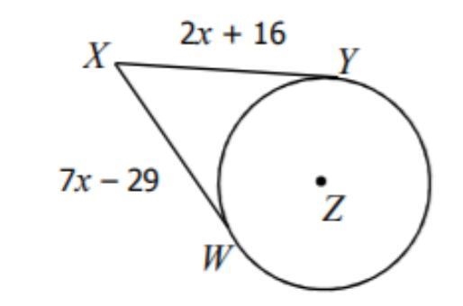 Find WX. Assume that segments which appear to be tangent are tangent.-example-1