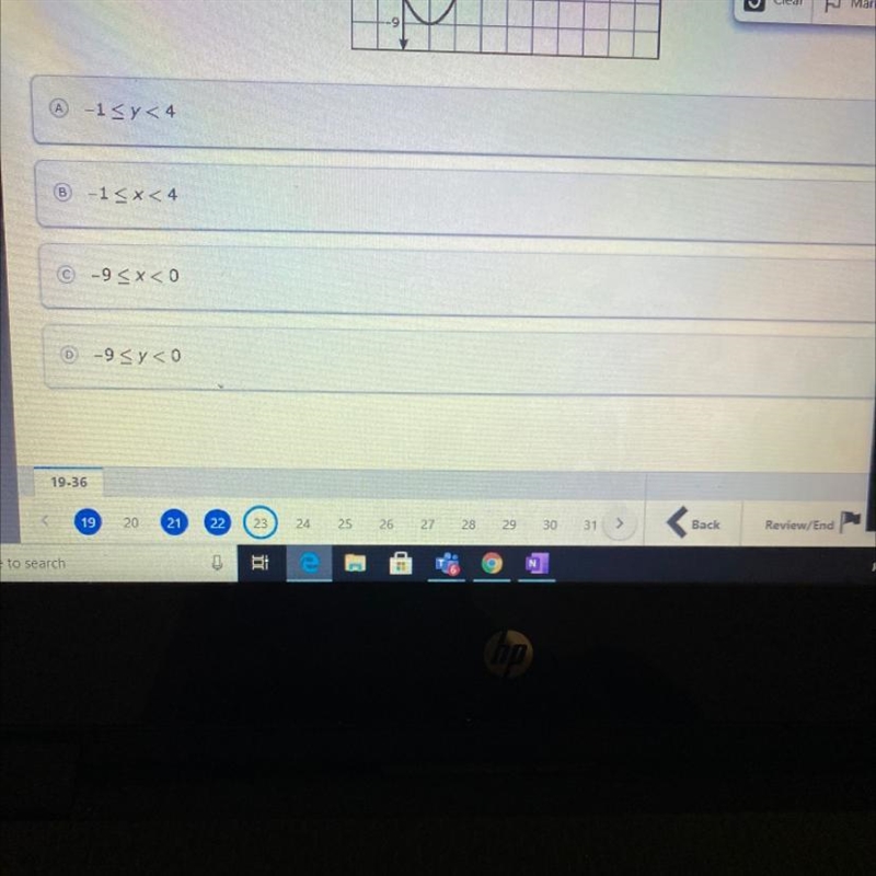 Which inequality best represents the range of the part of the quadratic function graphed-example-1