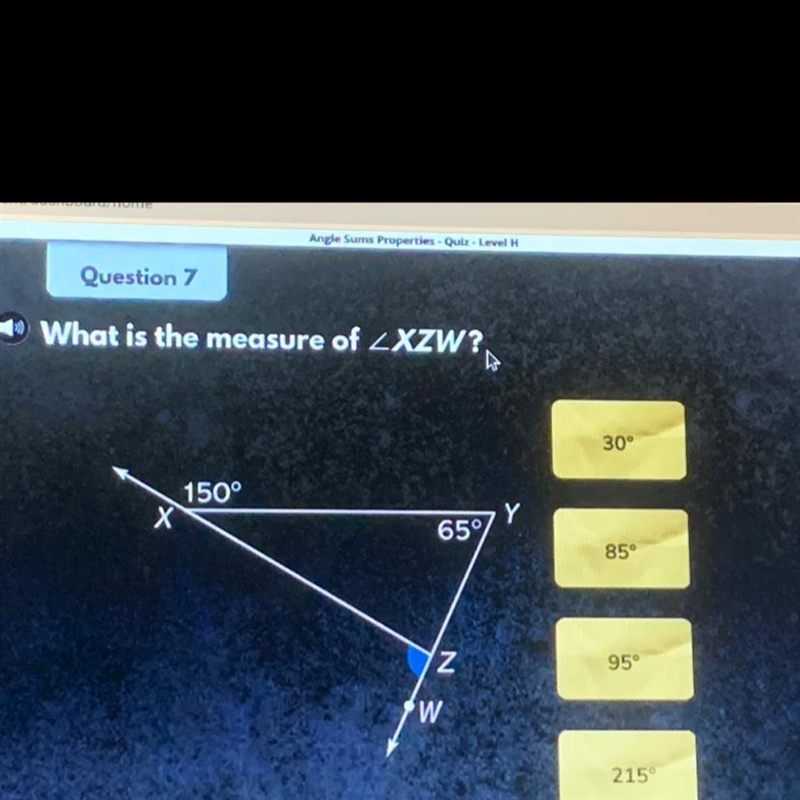 HELPP PLEASE What is the measure of angle XZWY?-example-1