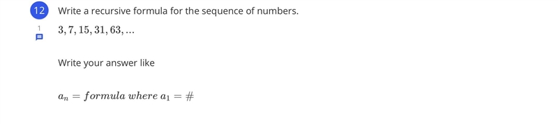 Write a recursive formula for the sequence of numbers.-example-1