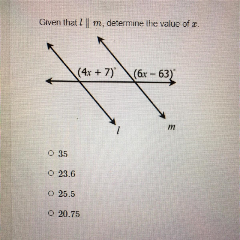 Proving lines parallel determine the value of X￼￼￼-example-1