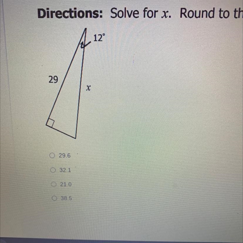 Find the value of x. Round to the nearest tenth.-example-1