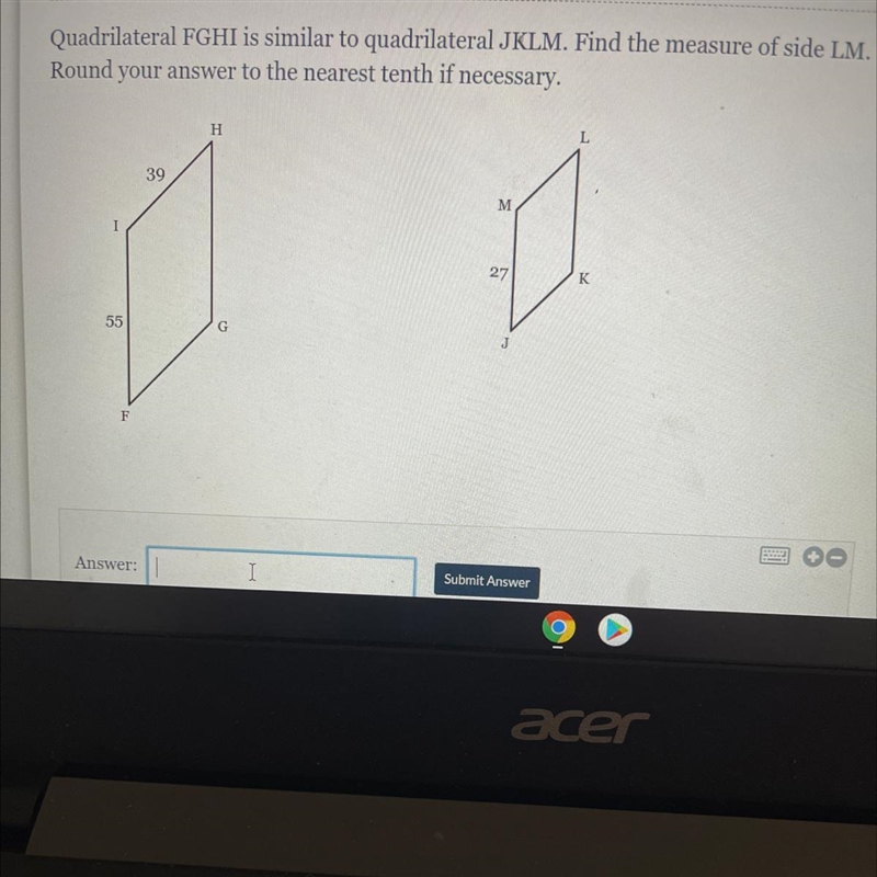 Find the measure of side LM-example-1