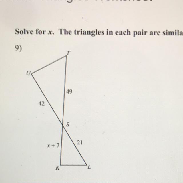 Solve for x in this triangle-example-1