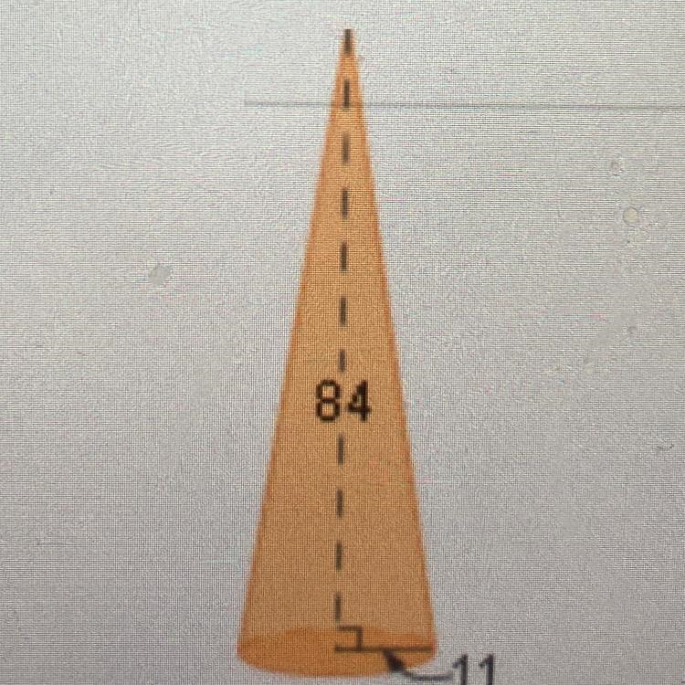 Volume of the cone below? O A. 5082pi ^3 O B. 10,164pi ^3 O C. 3388pi ^3 O D. 924pi-example-1