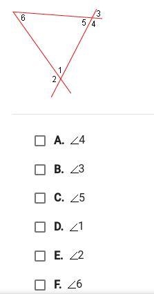 Which of the following are exterior angles?-example-1