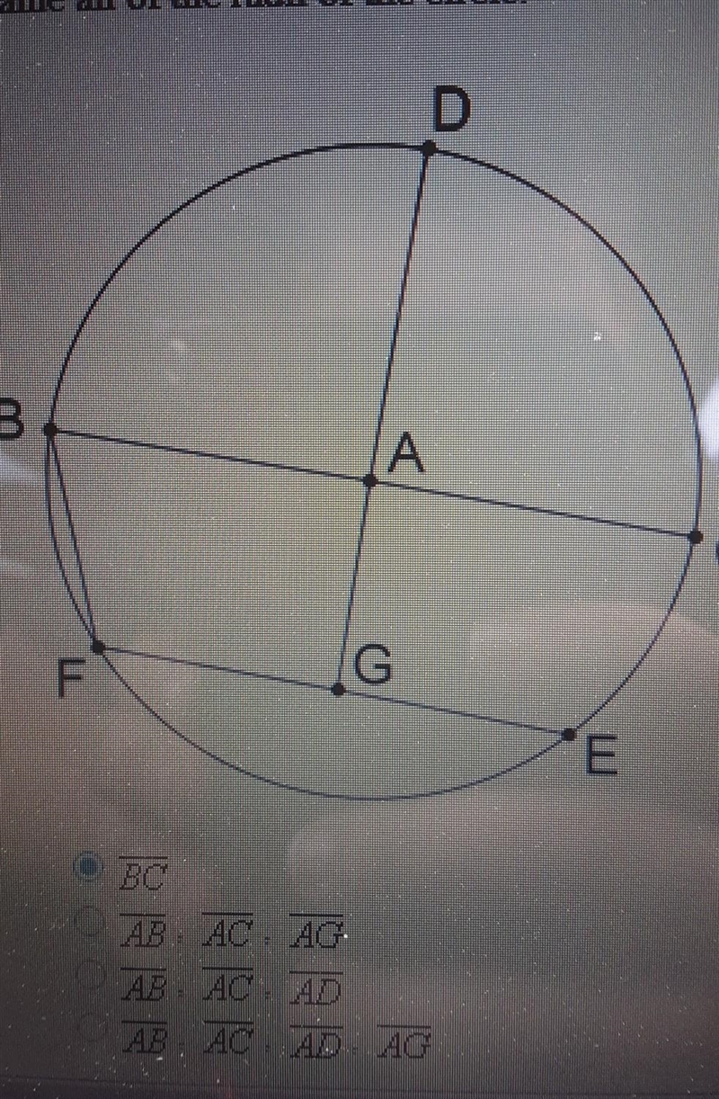 Name all of the radii of the circle​-example-1