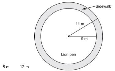 At a zoo, the lion pen has a ring-shaped sidewalk around it. The outer edge of the-example-1