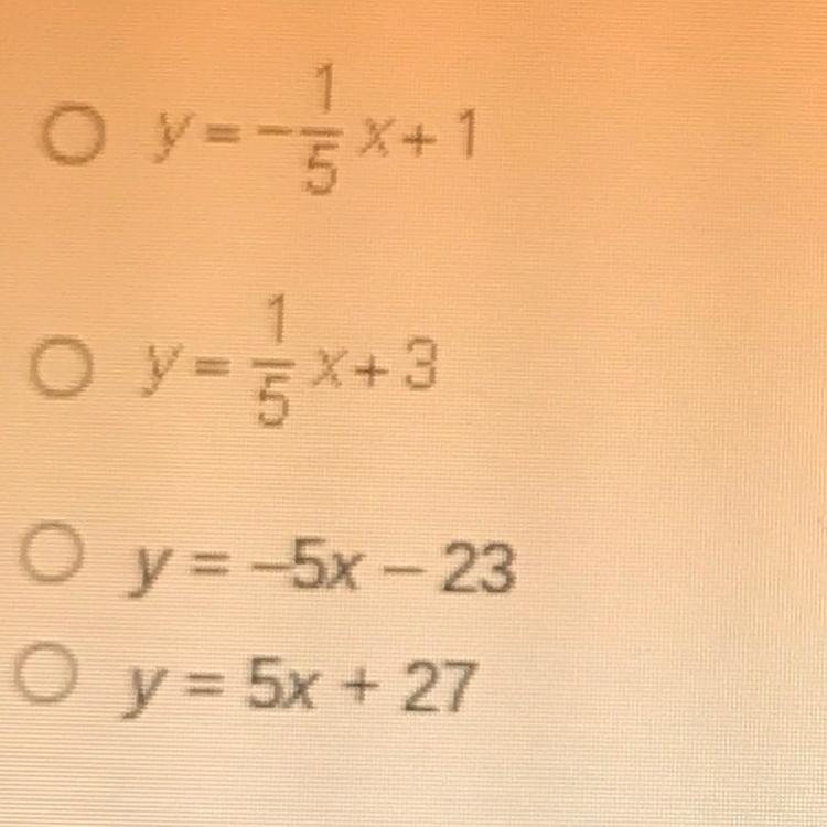 A line passes through the points (-5, 2) and (10.-1). Which is the equation of the-example-1