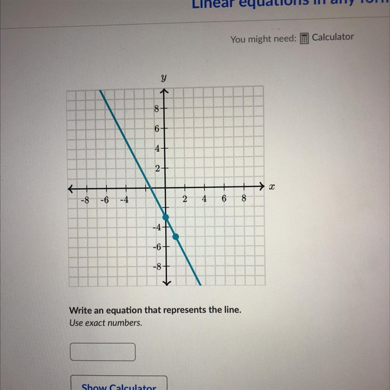 Write an equation that represents the line-example-1