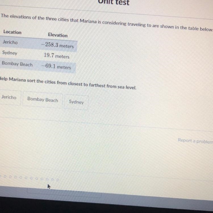 Sort the cities from closest to farthest from sea level. Please help me-example-1