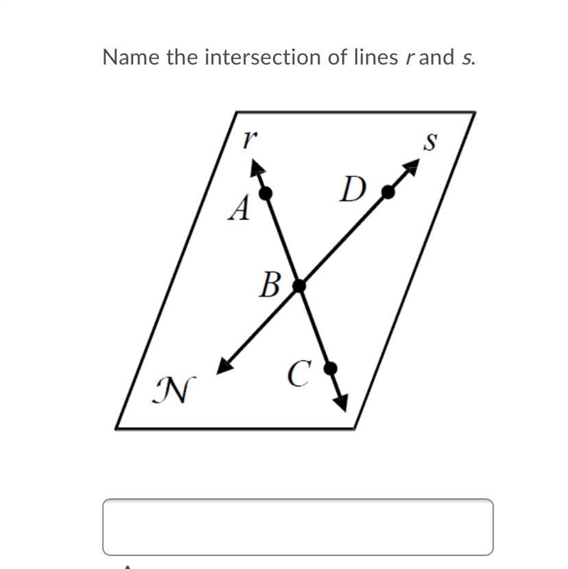 Name the intersection of lines r and s.-example-1