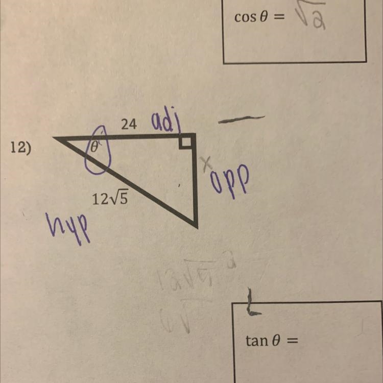 PLEASE HELP! Find the tan of 0 No decimals-example-1