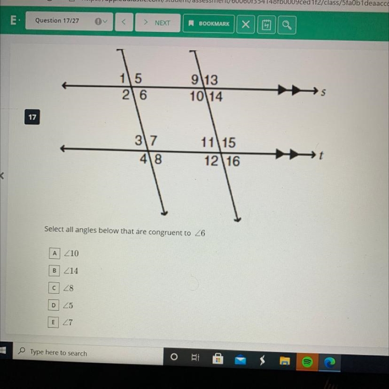 What angles are congruent to 6?-example-1