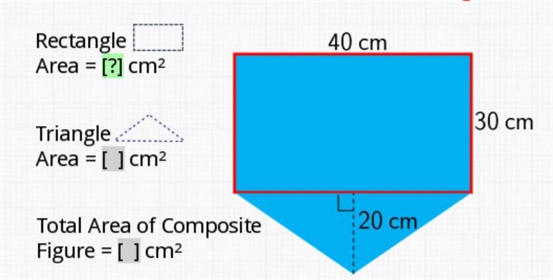 What is the rectangle area triangle area-example-1