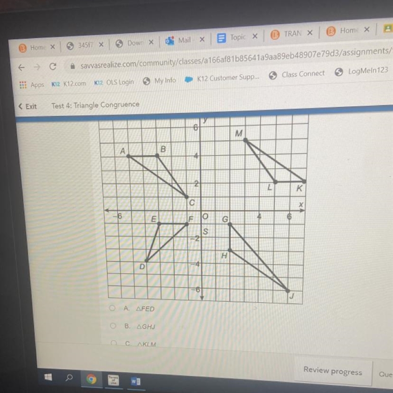 Which triangle is conguent to ABC-example-1