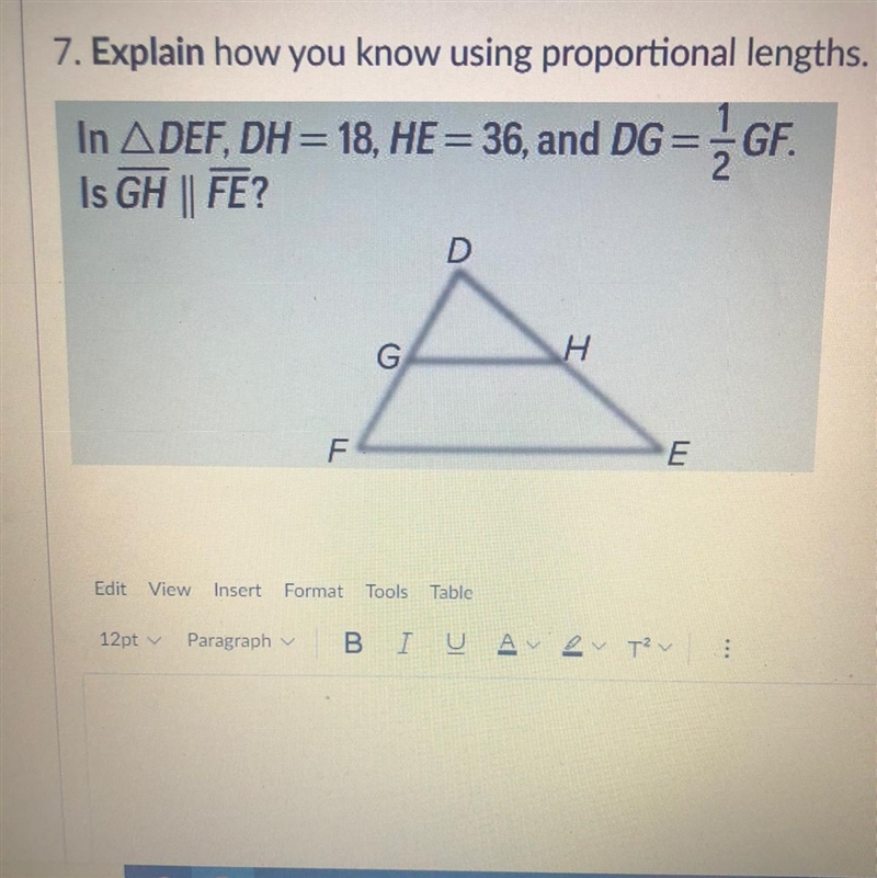 (In picture) “Explain how you know you know using proportional lengths”-example-1