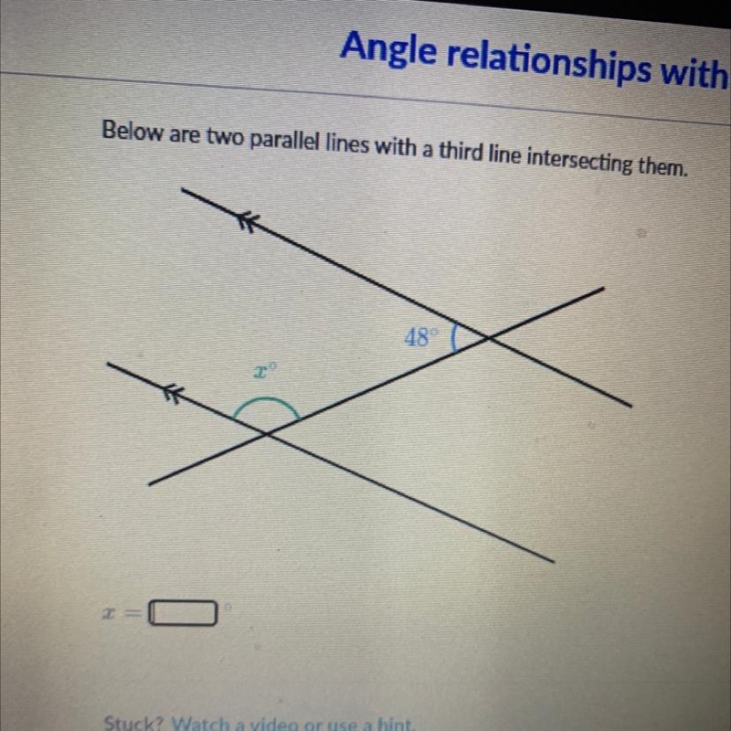 Below are two parallel lines with a third line intersecting them.-example-1